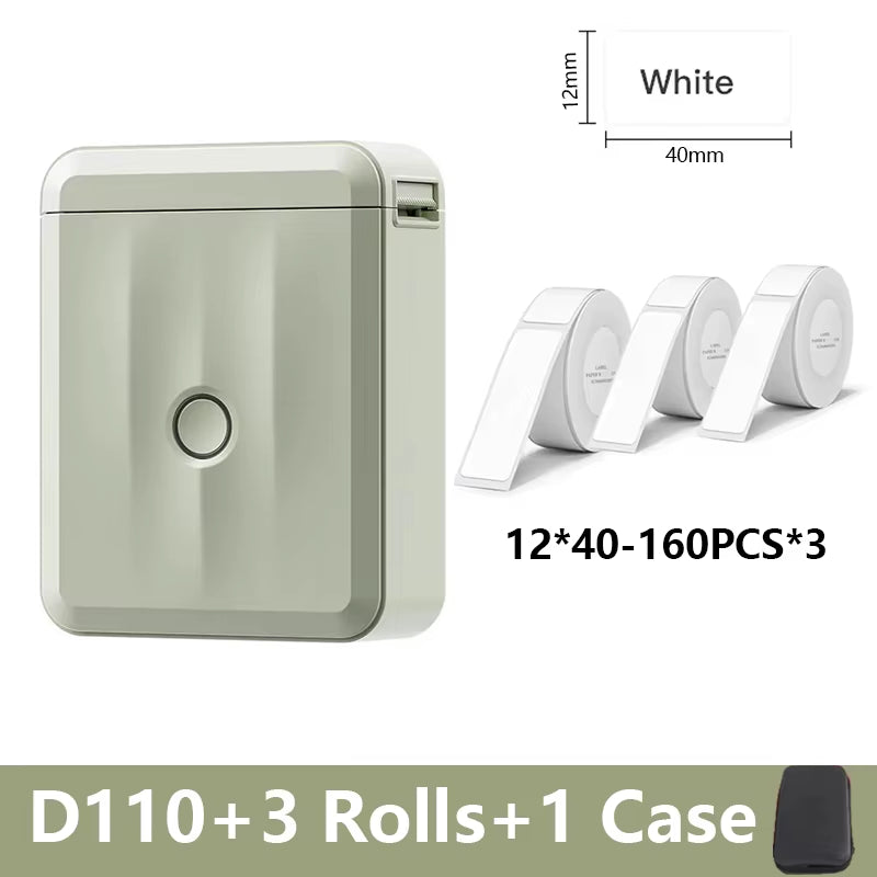 D110 Mini Portable Printer for Mobile Thermal Adhesive Label Printer for Stickers Pocket Labeling Maker Machine Wireless