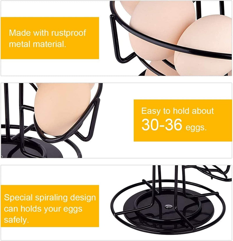 Spiral Design Metal Egg Skelter Dispenser Rack,Storage Display Rack (Black)
