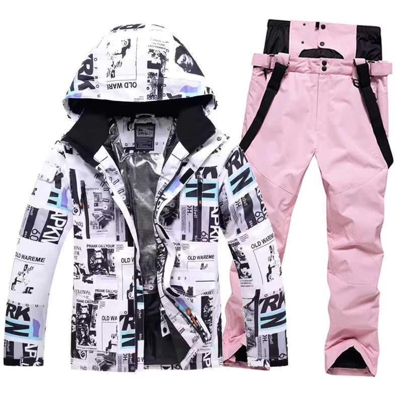 New Men Women Couples Ski Suit Winter Windproof Thick Warm Skiing Jacket and Pants Set Outdoor Snow Snowboarding Costumes