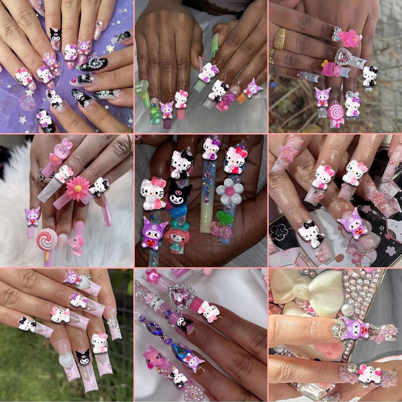 70Pcs Nail Charms, Kawaii Nail Charms 3D Nail Art Charms Flatback Resin Charms for DIY Nail Art Decorations Supplies