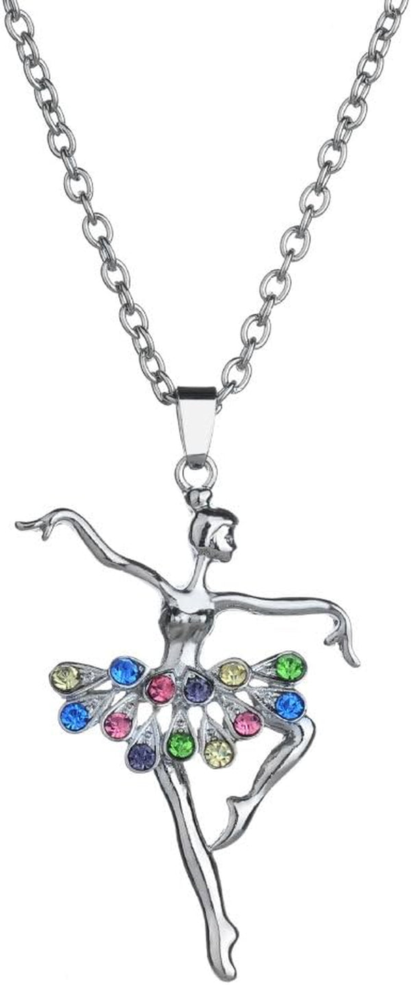 Necklances for Women Fashion & Fashion Lady Ballerina Pendant Necklace Rhinestone Charm Jewelry Xmas Gift, Rhinestone Zinc, Rhinestone