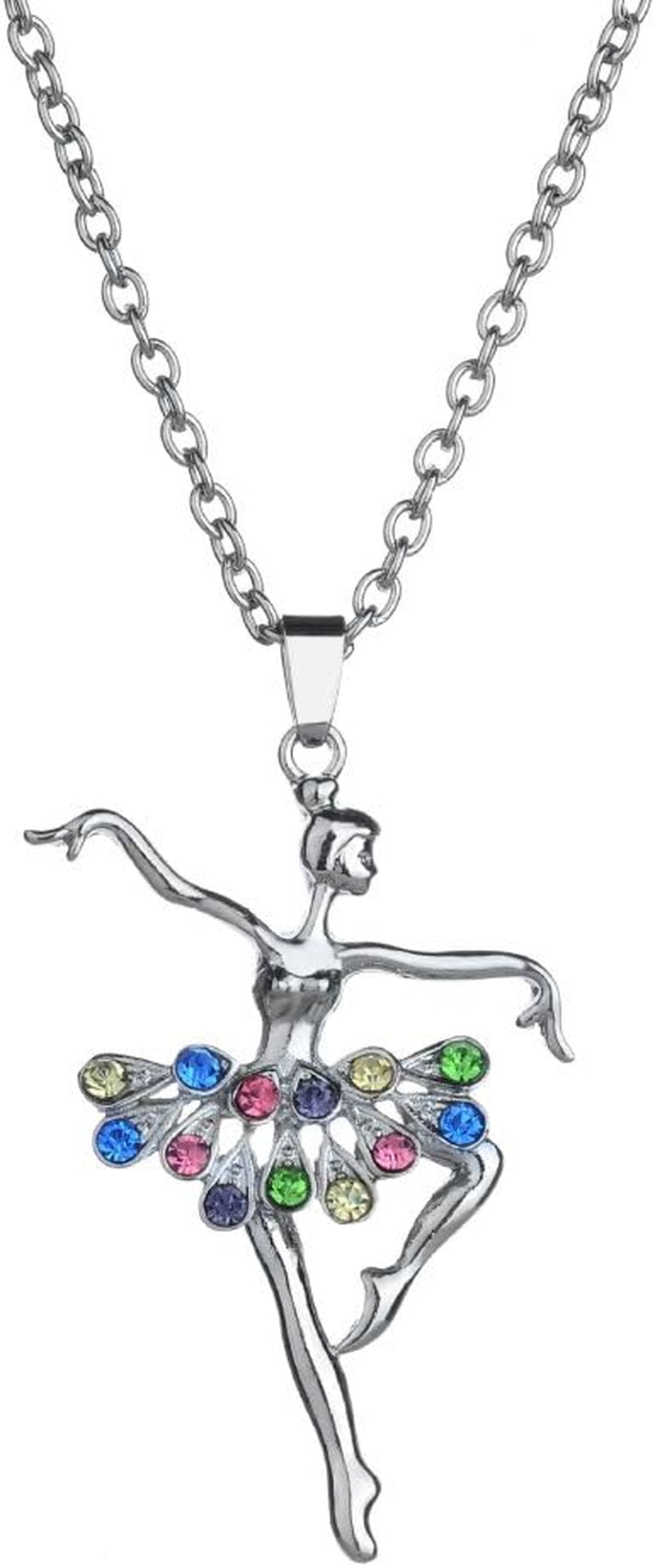 Necklances for Women Fashion & Fashion Lady Ballerina Pendant Necklace Rhinestone Charm Jewelry Xmas Gift, Rhinestone Zinc, Rhinestone