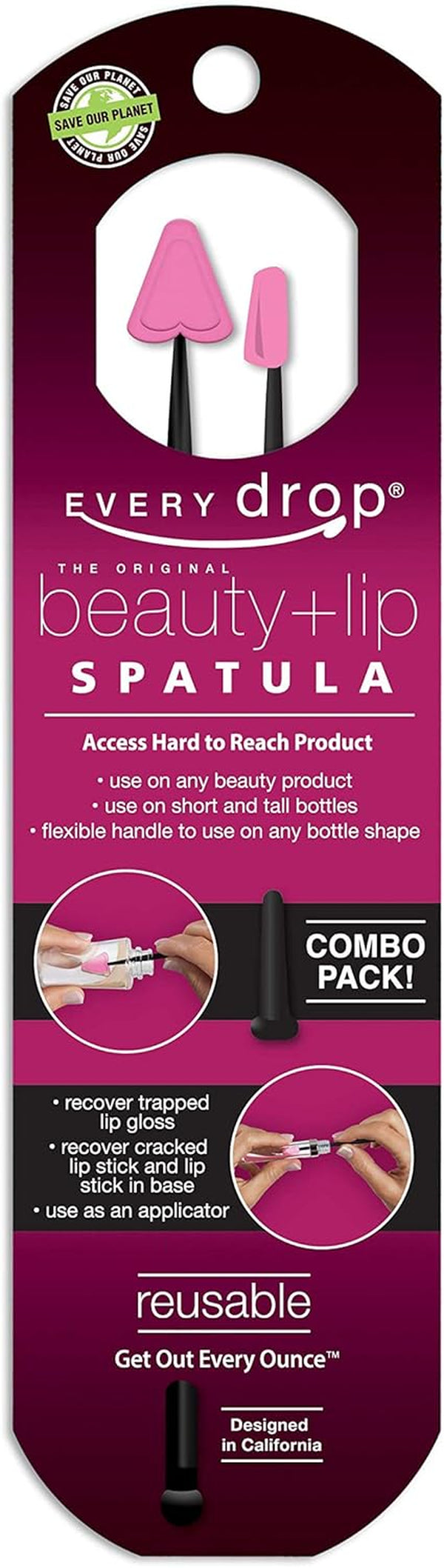 Beauty + Lip Spatula Combo, Last Drop, Get Hard to Reach Beauty and Lip Products Out of Bottle, Washable and Reusable, 1 Beauty Spatula and 1 Lip Spatula