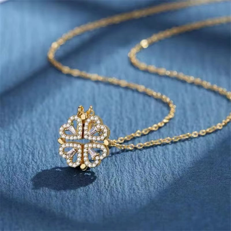 925 Sterling Silver Clover Necklace Four Leaf Heart Shape Pendant Necklace for Women Hart Luxury Jewelry Sale Dropshipping