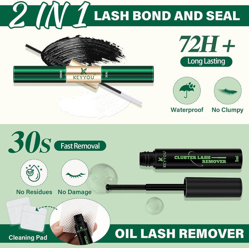 DIY Lash Extension Kit  300Pcs Individual Eyelash Extension Kit 40D 0.07D Curl 8-16MIX Lash Clusters with Lash Glue Remover Applicator Easy to Use for Beginners(40D-0.07D,8-16Mix)