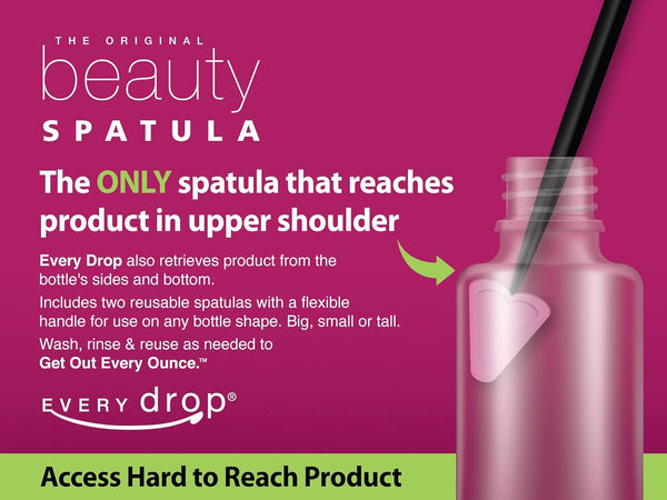 Beauty + Lip Spatula Combo, Last Drop, Get Hard to Reach Beauty and Lip Products Out of Bottle, Washable and Reusable, 1 Beauty Spatula and 1 Lip Spatula