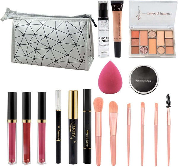 Travel Makeup Kit | Makeup Bundle Includes Eyeshadow Lipstick - Makeup Kits Storage Bag Mirrors Makeup Bundle Includes Makeup Sets