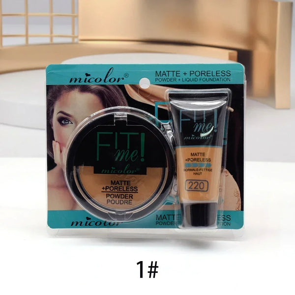 30Ml Liquid Foundation Dark Skin Dedicated Foundation Cosmetic 30G Micolor Fit Me 2 in 1 Matte Black Skin Poreless Powder Set