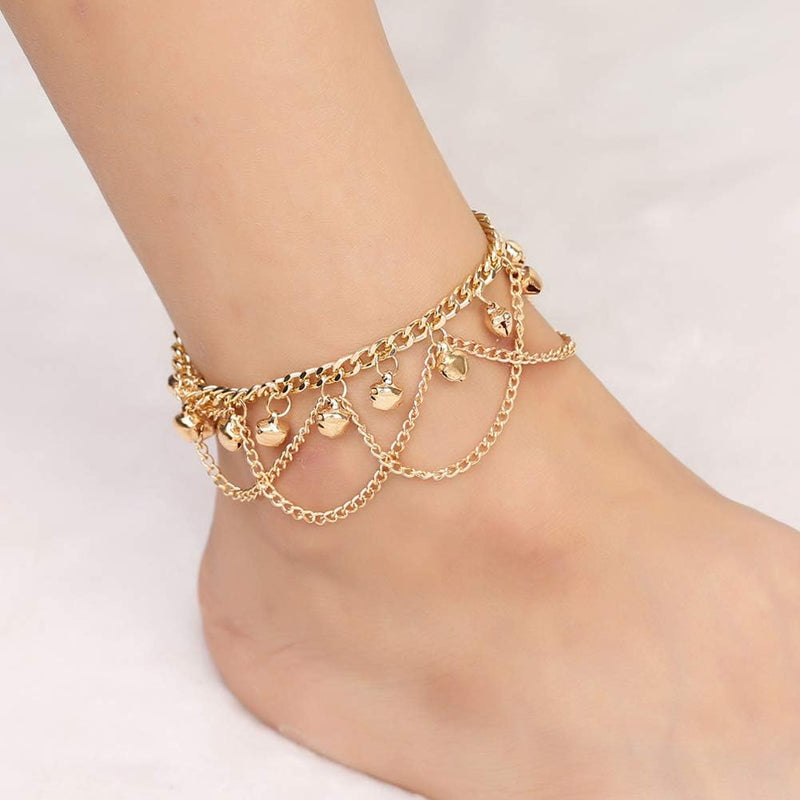 Anklet Foot Accessories Jewelry for Women and Girls & Women Fashion Drop Jingle Bell Charm Anklet Beach Foot Cross Chain Jewelry Gift