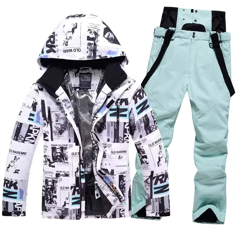 New Men Women Couples Ski Suit Winter Windproof Thick Warm Skiing Jacket and Pants Set Outdoor Snow Snowboarding Costumes