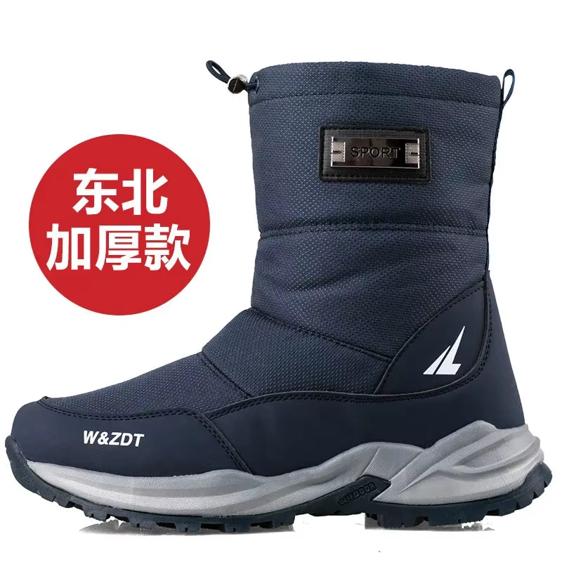 Men Boots 2025 Winter Shoes for Men Warm Snow Boots Mid-Calf Men Warm Shoes Thick Plush Winter Boots for Men Women Cotton Shoes