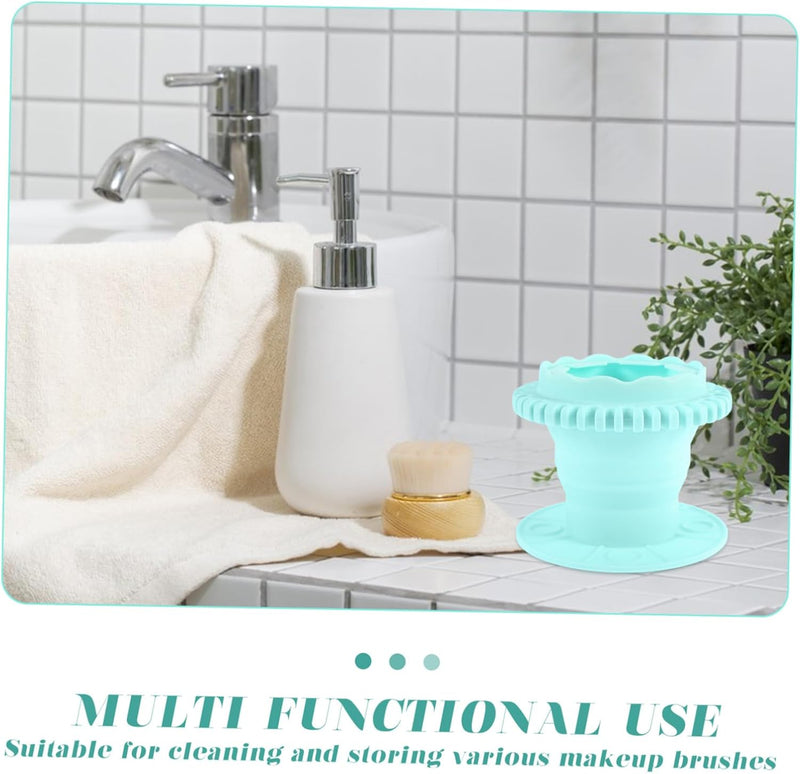 Foldable Silicone Makeup Brush Cleaner Cup Makeup Cleaning Container for Travel and Home Use