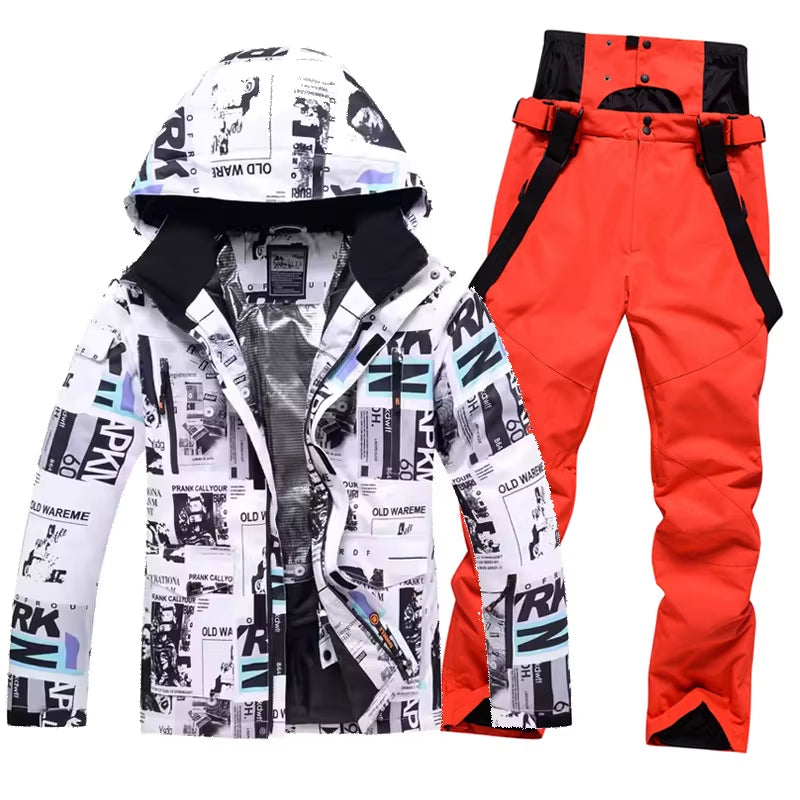 New Men Women Couples Ski Suit Winter Windproof Thick Warm Skiing Jacket and Pants Set Outdoor Snow Snowboarding Costumes