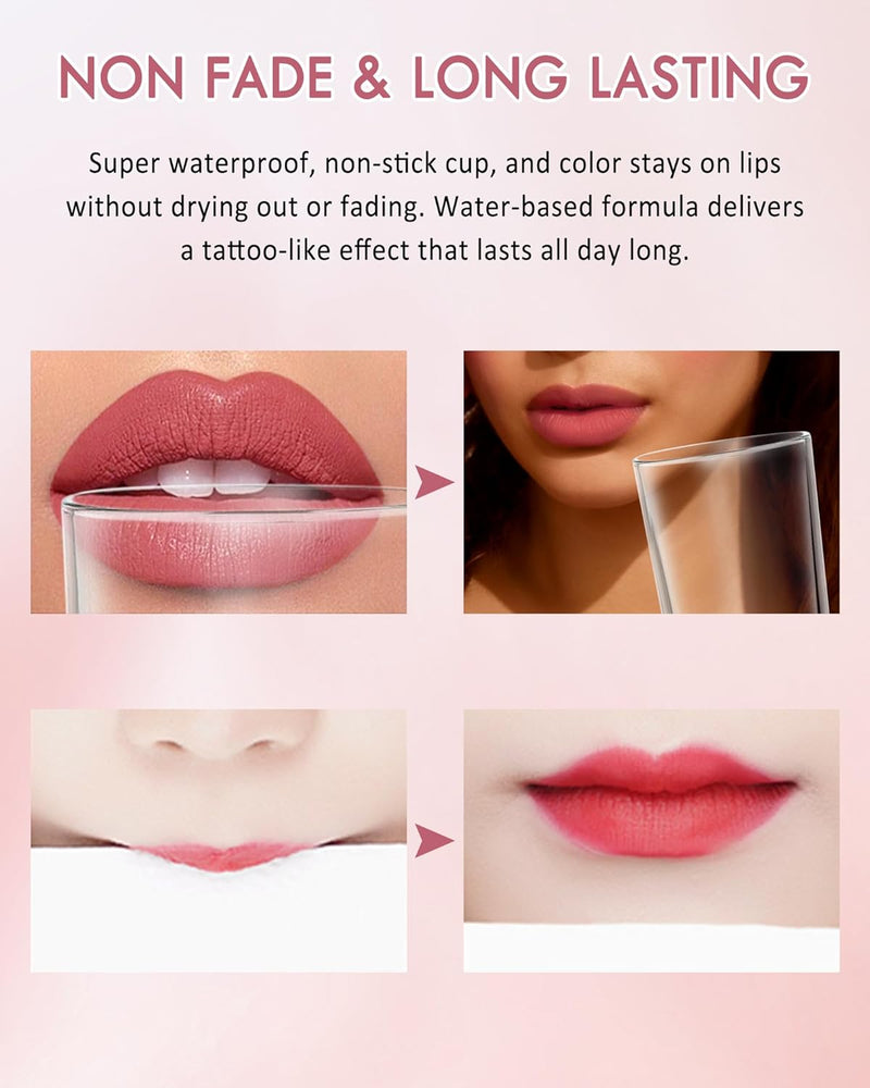 Lip Liner Stain Marker Pen-Nude Matte Waterproof Liquid Lipstick & Lip Liner Pencil, Long Lasting Smudgeproof Non-Stick Cup Lip Tint Stain, Color Stay All Day, Lipstain Makeup Gift for Women-05#Brown