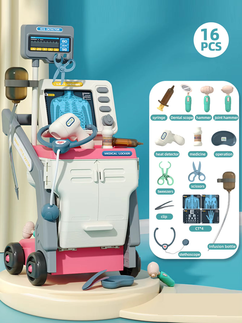 Doctor Kit for Kids, Toy Medical Cart Kit for Toddlers with Sounds, 3-5 Year Old Toddler Pretend to Play Doctor Games