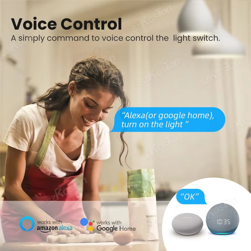 16A Tuya Wifi Smart Switch Module 2CH Smart Home Mini DIY Light Breaker Timer Voice Control Works with Alexa Google Home