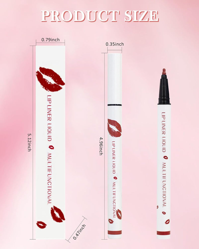 Lip Liner Stain Marker Pen-Nude Matte Waterproof Liquid Lipstick & Lip Liner Pencil, Long Lasting Smudgeproof Non-Stick Cup Lip Tint Stain, Color Stay All Day, Lipstain Makeup Gift for Women-05#Brown