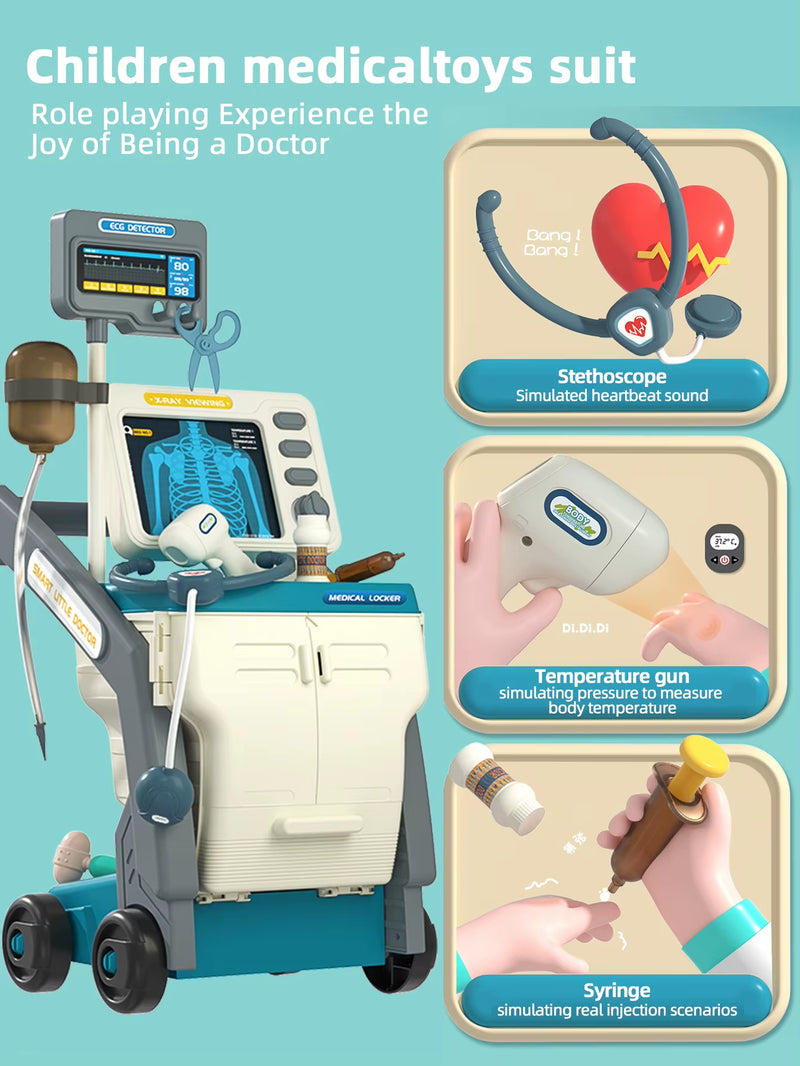 Doctor Kit for Kids, Toy Medical Cart Kit for Toddlers with Sounds, 3-5 Year Old Toddler Pretend to Play Doctor Games