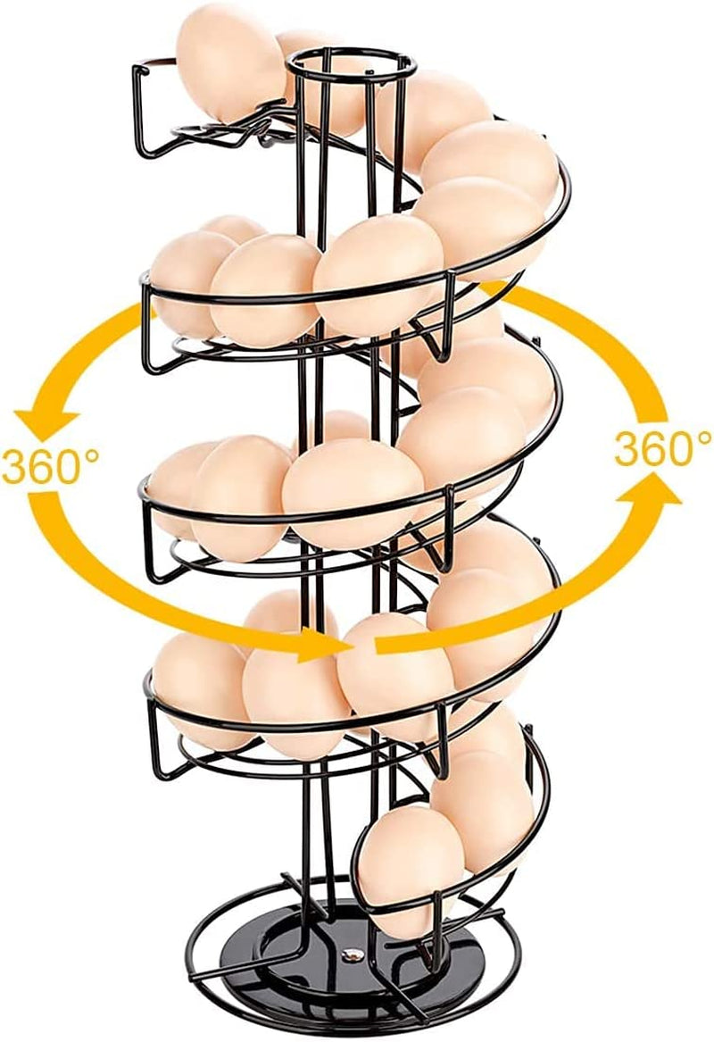 Spiral Design Metal Egg Skelter Dispenser Rack,Storage Display Rack (Black)