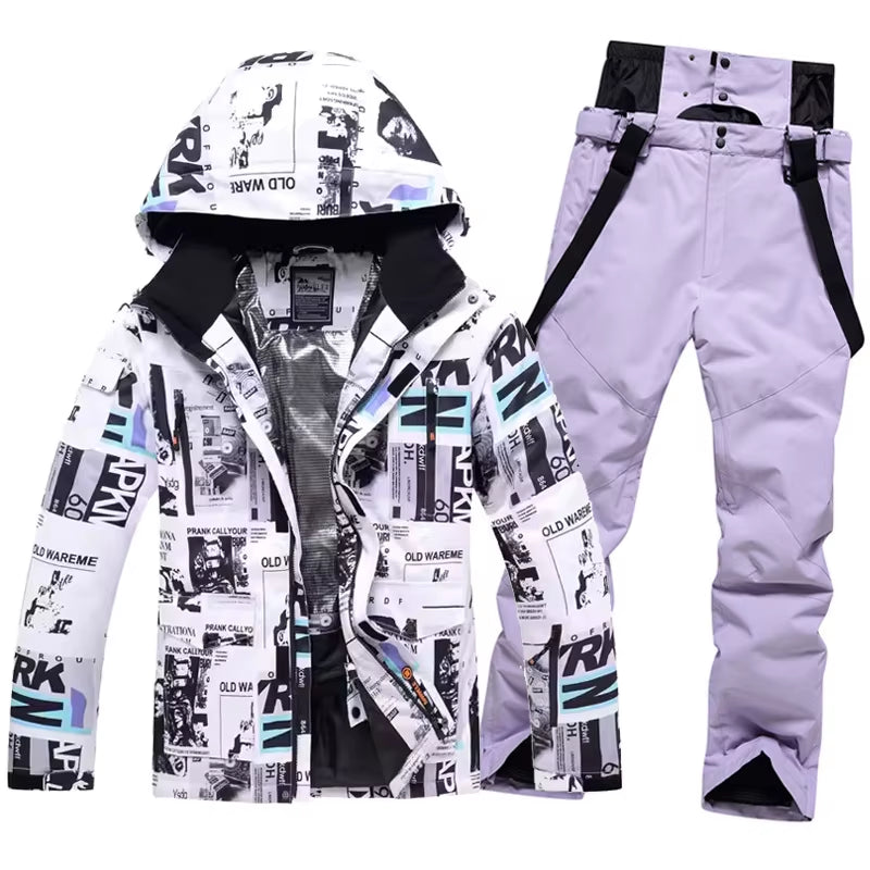 New Men Women Couples Ski Suit Winter Windproof Thick Warm Skiing Jacket and Pants Set Outdoor Snow Snowboarding Costumes