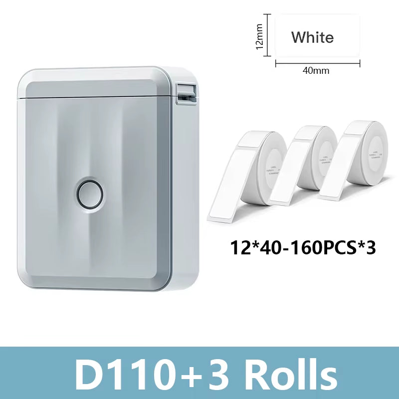 D110 Mini Portable Printer for Mobile Thermal Adhesive Label Printer for Stickers Pocket Labeling Maker Machine Wireless