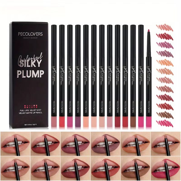 12Pcs/Set Lip Liner Pencil Matte Nude Contour Lipliner Lipstick Waterproof Long Lasting Lipstick Pen Lip Tint Cosmetics