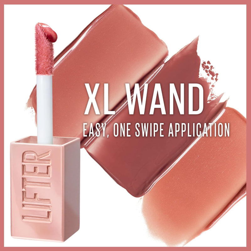 New York Lifter Gloss, Hydrating Lip Gloss with Hyaluronic Acid, High Shine for Fuller Looking Lips, XL Wand for One-Swipe Application, Ice, Light Pink, 5.4 Ml