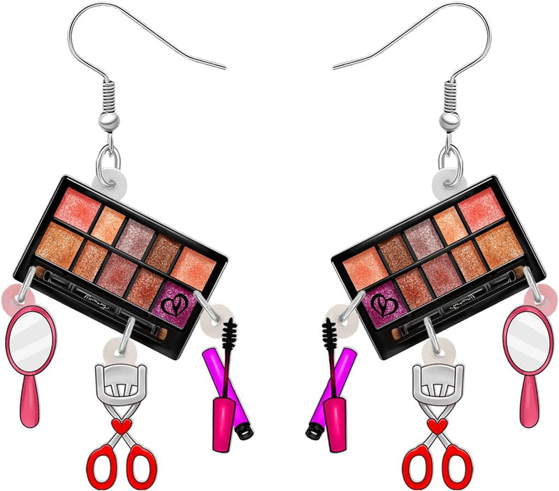 Acrylic Creative Valentines Day Makeup Dangle Drop Earrings Gifts for Women Cute Cosmetic Jewelry for Beauticians Party Decorations