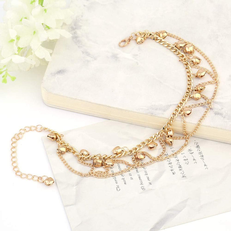 Anklet Foot Accessories Jewelry for Women and Girls & Women Fashion Drop Jingle Bell Charm Anklet Beach Foot Cross Chain Jewelry Gift
