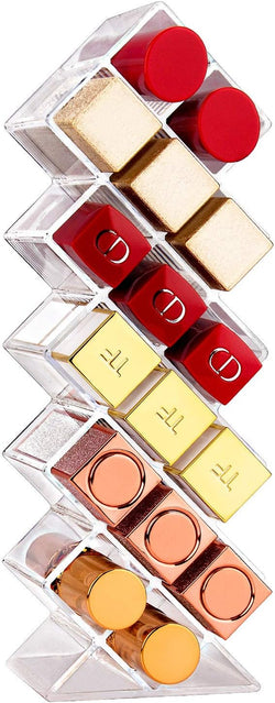 Lipstick Organizers and Storage, Acrylic Lipstick Holder Lip Gloss Tower Clear Cosmetic Fish Sticks Lip Makeup Organizer for Bathroom Vanity Countertop, 16 Slots