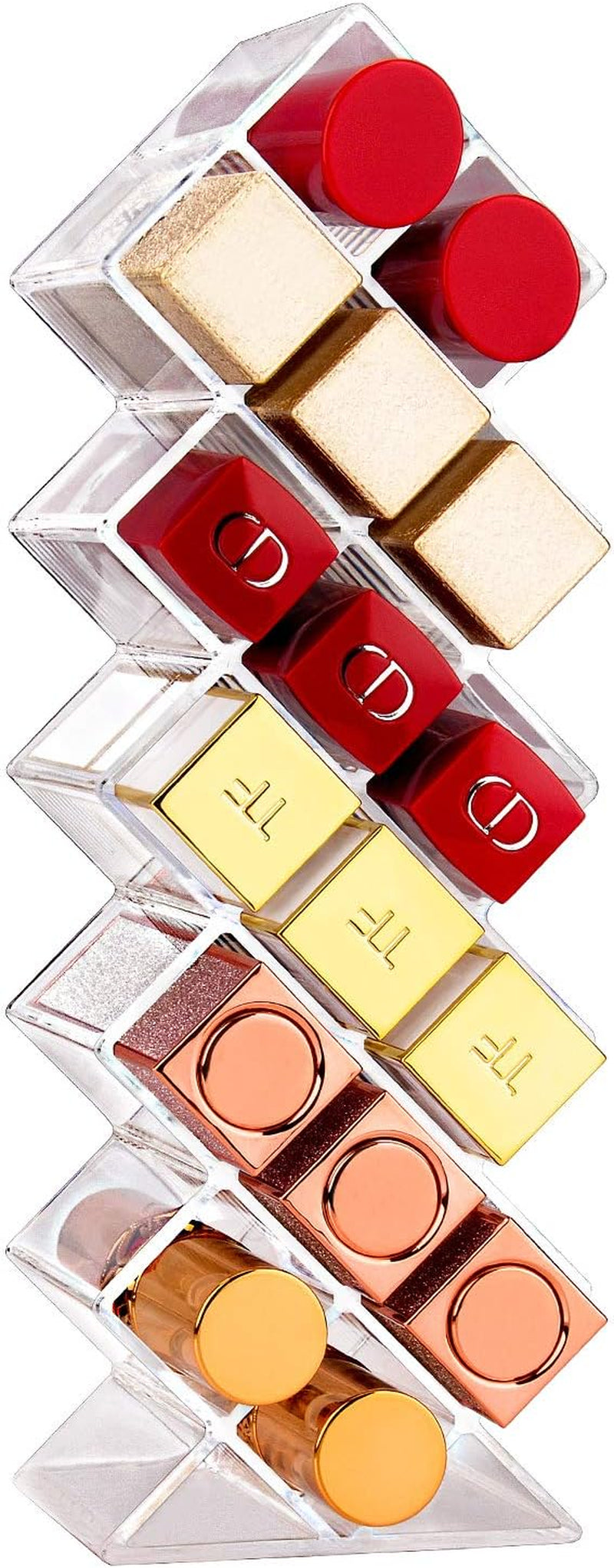 Lipstick Organizers and Storage, Acrylic Lipstick Holder Lip Gloss Tower Clear Cosmetic Fish Sticks Lip Makeup Organizer for Bathroom Vanity Countertop, 16 Slots