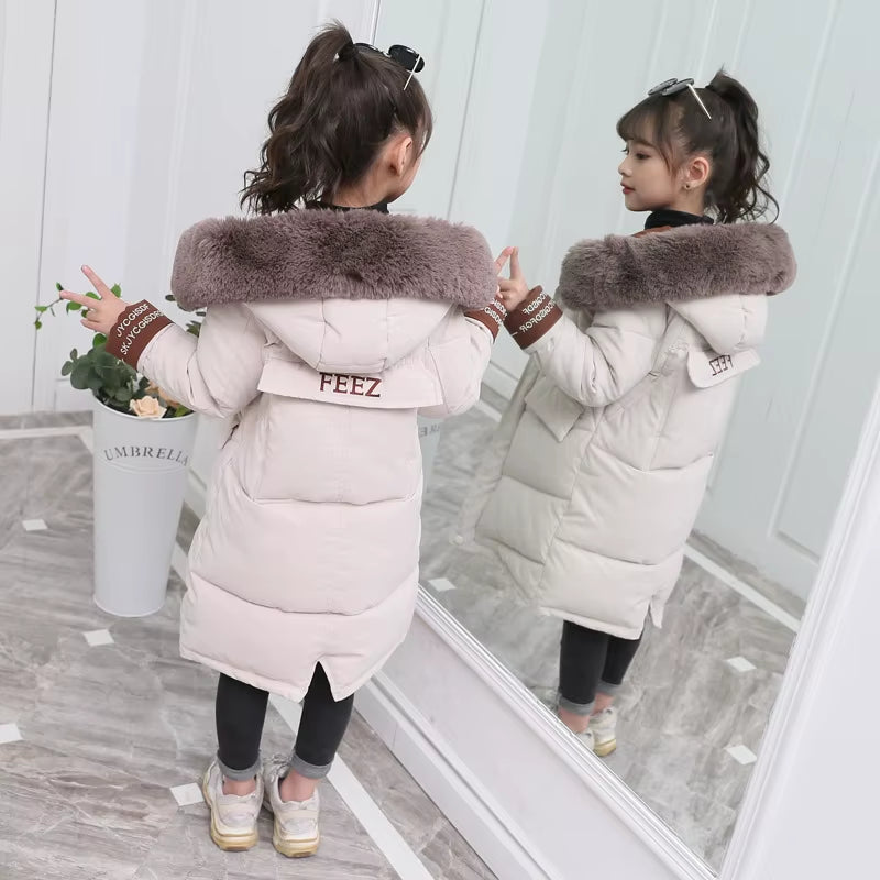 Children Winter down Cotton Jacket 2020 New Fashion Girl Clothing Kids Clothes Thick Parka Fur Hooded Snowsuit Outerwear Coat