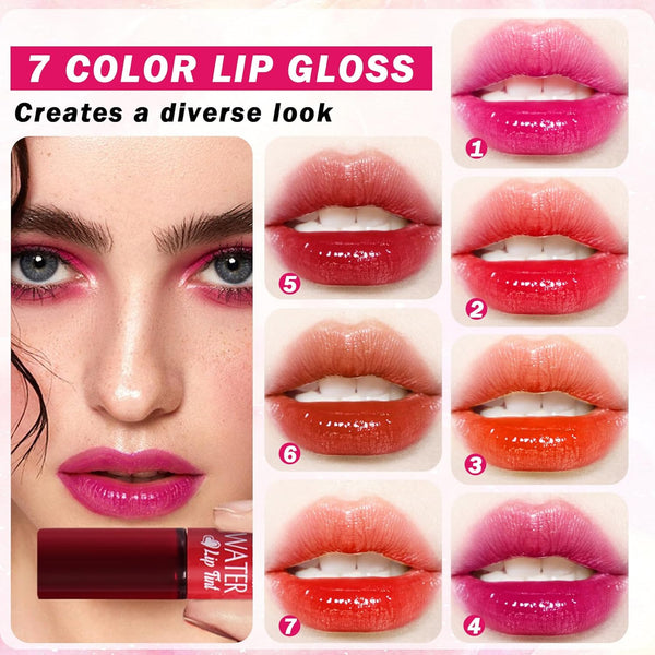 7 Colors Korean Lip Tint Stain Set Long-Lasting Waterproof Velvet Lip Tint Moisturizing Lip Gloss Set，Multi-Use Lip and Cheek Tint for Women Daily Lip Makeup