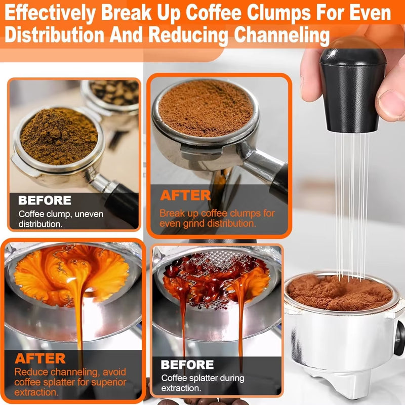 Espresso Dispensing Tool with Magnetic Holder and 20 Needles for Optimal Extraction and Improved Espresso Quality