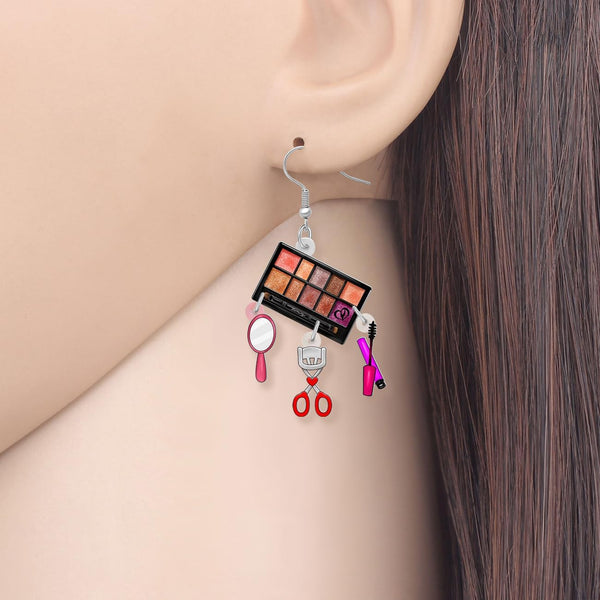Acrylic Creative Valentines Day Makeup Dangle Drop Earrings Gifts for Women Cute Cosmetic Jewelry for Beauticians Party Decorations