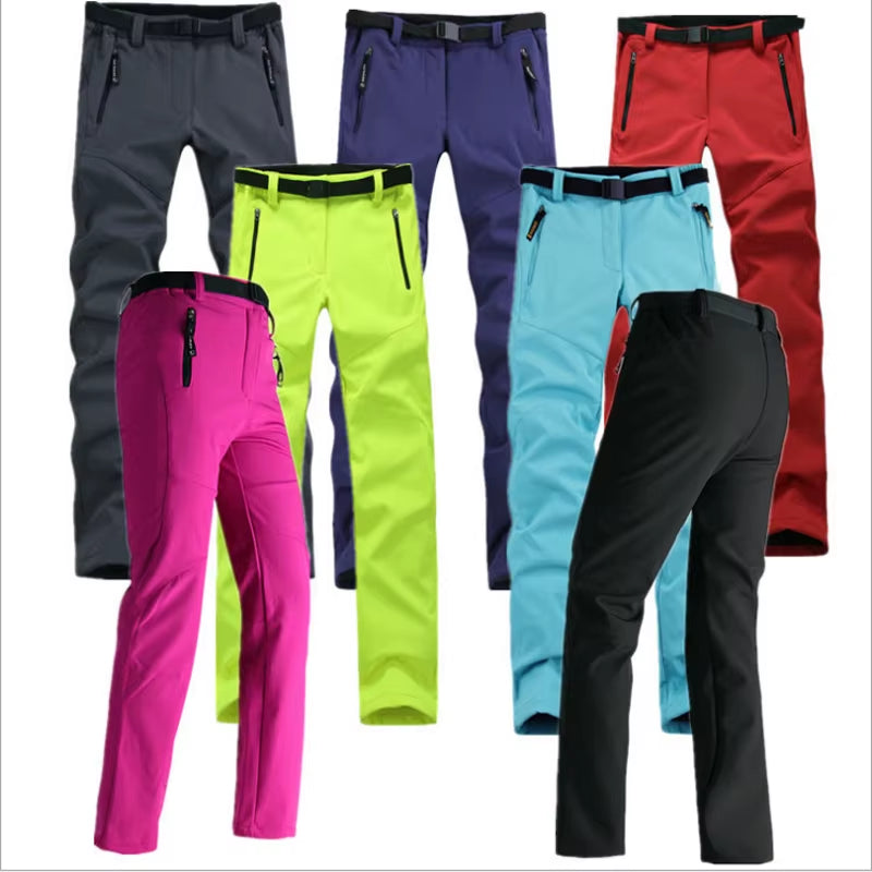 New Winter Womens Outdoor Pants Thick Fleece Softshell Sports Trousers Hiking Trekking Ski Waterproof Women Pants PM21