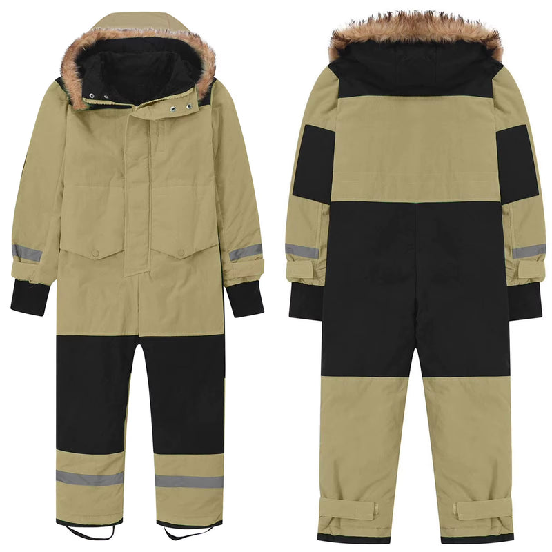 Baby Girls Boys One-Piece Ski Suits Children'S Snowboarding Fur Hooded Thick Windproof Warm Skiing Sports Clothes for Winter
