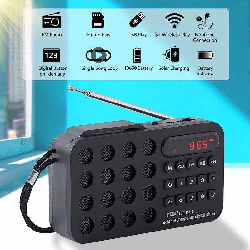 Solar Bluetooth Radio | Portable FM Receiver Radio |  Kellyzbeauty