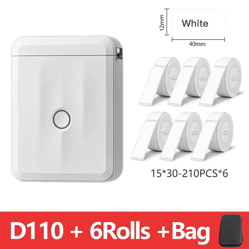 D110 Mini Portable Printer for Mobile Thermal Adhesive Label Printer for Stickers Pocket Labeling Maker Machine Wireless