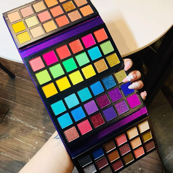 72 Colors Ultra Secret Eyeshadow Palette, Professional 4 In1 Color Board Makeup Pallet Matte Shimmer Glitter Nude Natural All in One Blendable Pigmented Eye Shadow Plattet