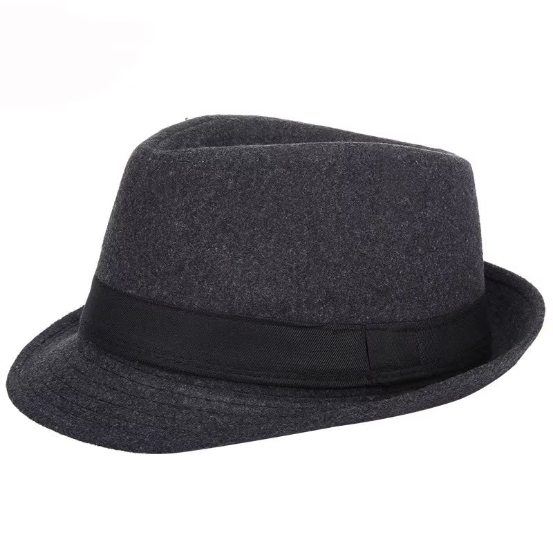 Mens Fedoras Black Panama Fashion Hat Imitate Wool Male Gangster Trilby Cap Casual Party Wide Brim England Style Jazz Hats
