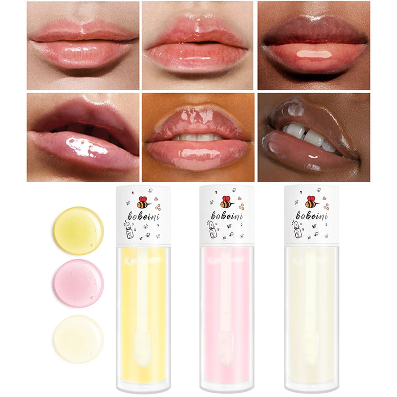 Peach Honey Lip Oil Plump Moisturizing Non-Sticky-Hydrating Gloss Long-Lasting Clear Liquid Lip Balm