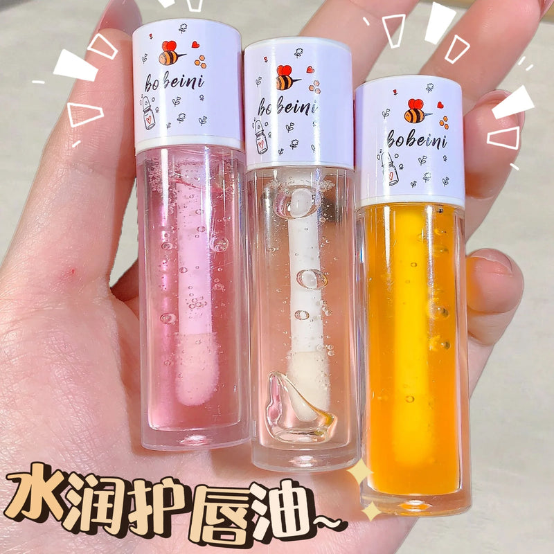 Peach Honey Lip Oil Plump Moisturizing Non-Sticky-Hydrating Gloss Long-Lasting Clear Liquid Lip Balm