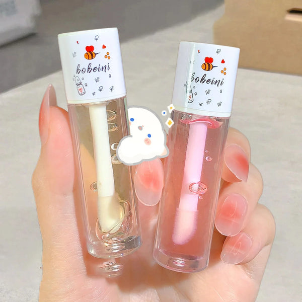 Peach Honey Lip Oil Plump Moisturizing Non-Sticky-Hydrating Gloss Long-Lasting Clear Liquid Lip Balm