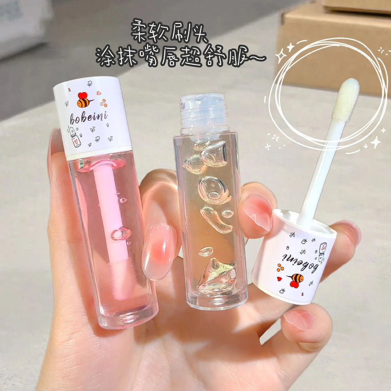 Peach Honey Lip Oil Plump Moisturizing Non-Sticky-Hydrating Gloss Long-Lasting Clear Liquid Lip Balm