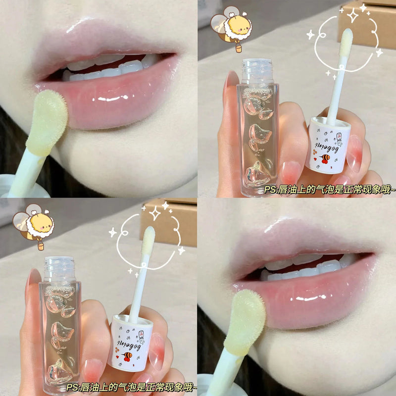Peach Honey Lip Oil Plump Moisturizing Non-Sticky-Hydrating Gloss Long-Lasting Clear Liquid Lip Balm