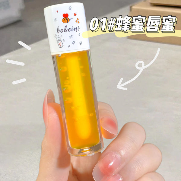 Peach Honey Lip Oil Plump Moisturizing Non-Sticky-Hydrating Gloss Long-Lasting Clear Liquid Lip Balm