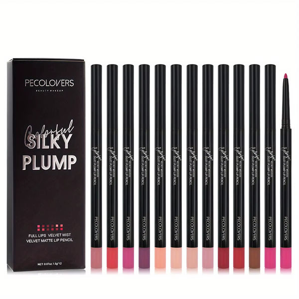 12Pcs/Set Lip Liner Pencil Matte Nude Contour Lipliner Lipstick Waterproof Long Lasting Lipstick Pen Lip Tint Cosmetics