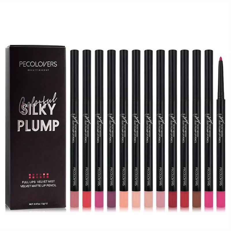 12Pcs/Set Lip Liner Pencil Matte Nude Contour Lipliner Lipstick Waterproof Long Lasting Lipstick Pen Lip Tint Cosmetics
