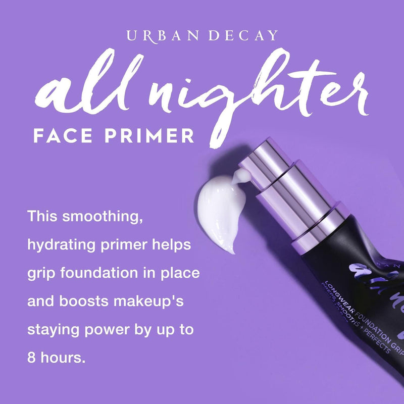Urban Decay All Nighter Longwear Face Primer, Smoothing & Hydrating Base for Foundation Face Makeup, Sheer & Lightweight, for All Skin Types, Paraben-Free